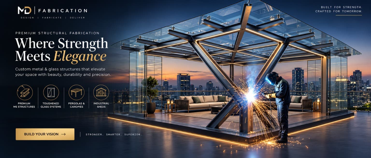 MD Pergola architectural steel and glass structure